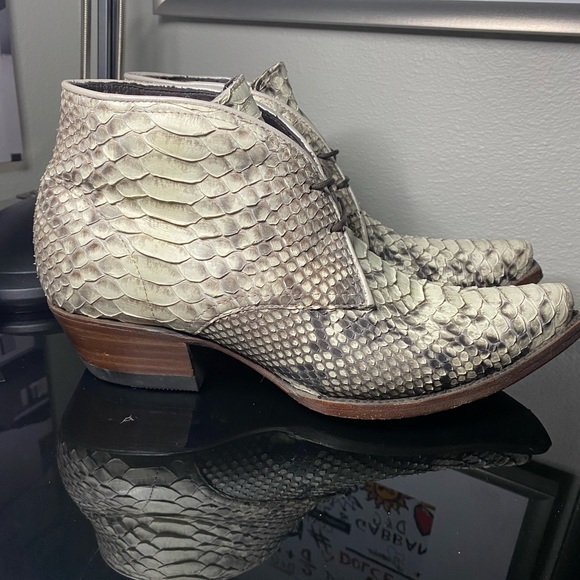 Allen’s Boots Lace-up Python Skinned Ankle Boots - Picture 6 of 8